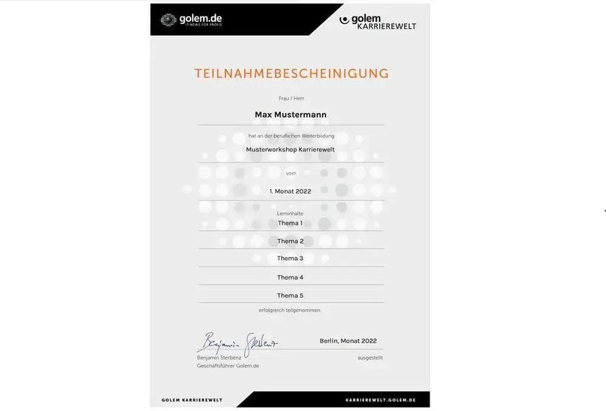 Golem Reskilling-Kit: KI Künstliche Intelligenz Grundlagenwissen (max. Gültigkeit 12 Monate)
