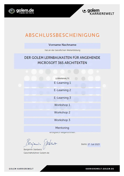 Der Golem Lernbaukasten für angehende Microsoft 365 Architekten - Golem Karrierewelt