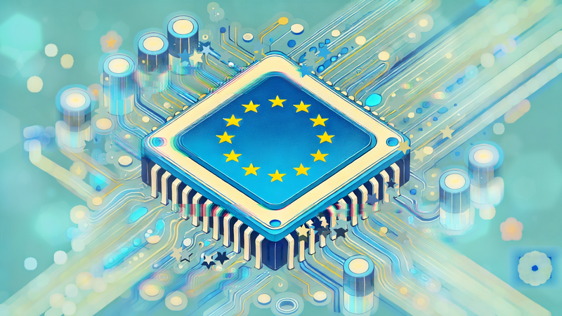 Ein Chip mit dem EU-Logo.