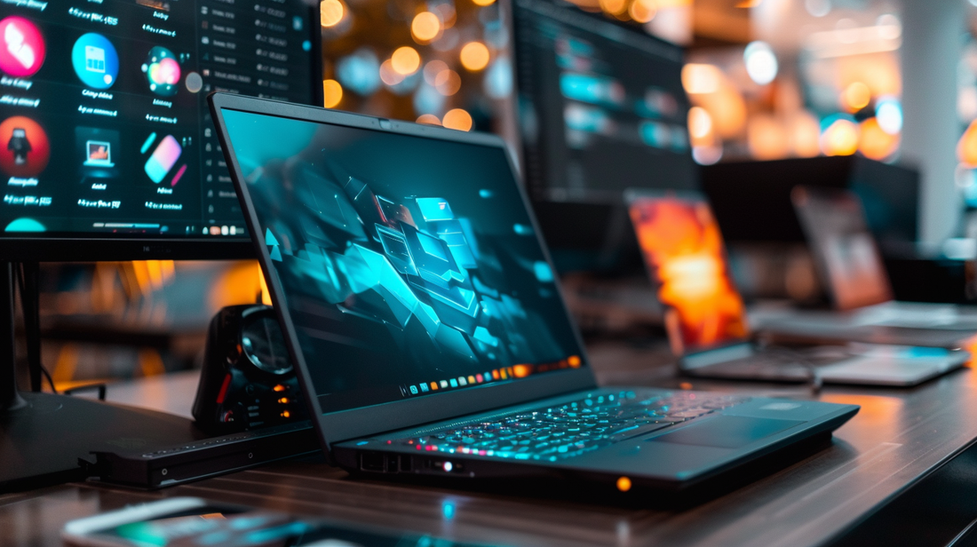 Ein Laptop auf einem Tisch.