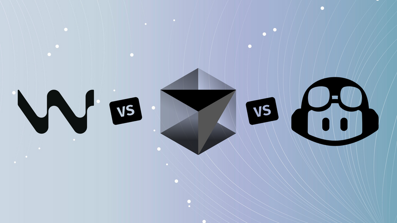 Die Logos von Windsurf, Cursor und GitHub Copilot nebeneinander, getrennt durch VS-Symbole.