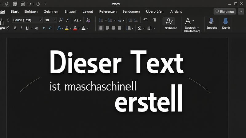 Ein offenes Worddokument mit einer KI-generierten Überschrift.