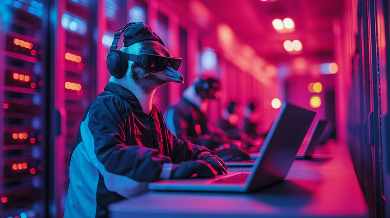 Administrator-Pinguine im Serverraum.