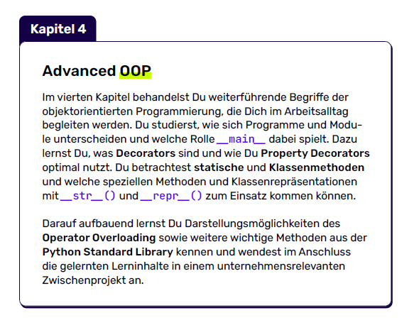 Berufsbegleitende Weiterbildung: Python Objekt-Orientierte Programmierung (OOP)